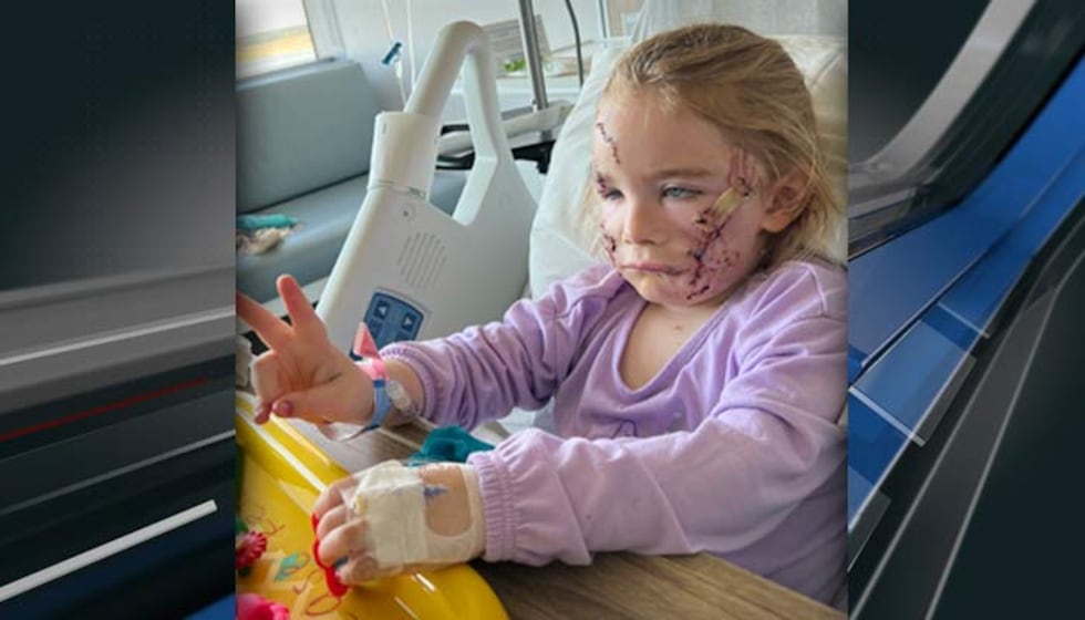 Lainey Bayles in a hospital for her injuries.