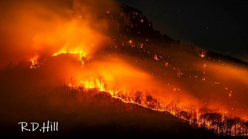 Pilot Mountain Wildfire Saturday night