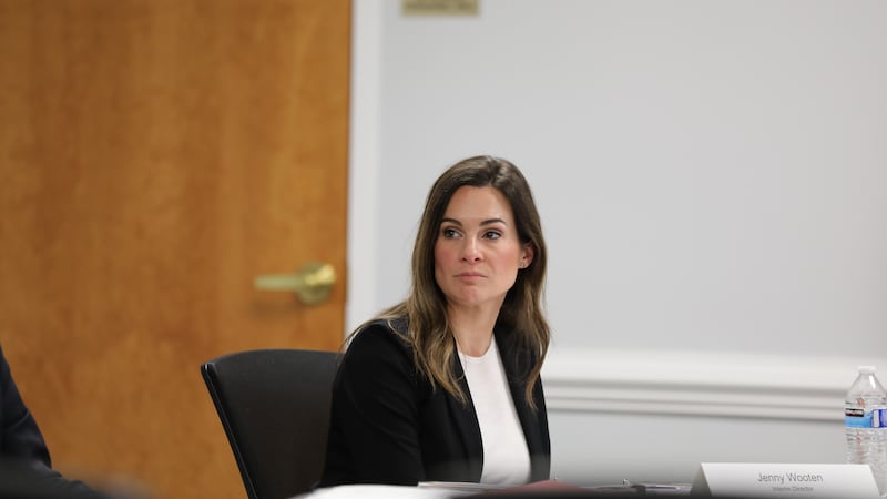 South Carolina Election Commission interim Director Jenny Wooten listens at the commission's...
