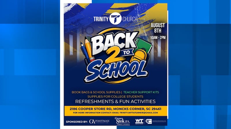 Trinity Church will host its Back 2 School Community Event Saturday, Aug. 8, from 10 a.m. to 2...