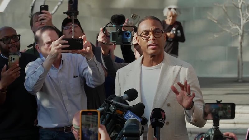 Don Lemon speaks after court appearance in Los Angeles on Friday.
