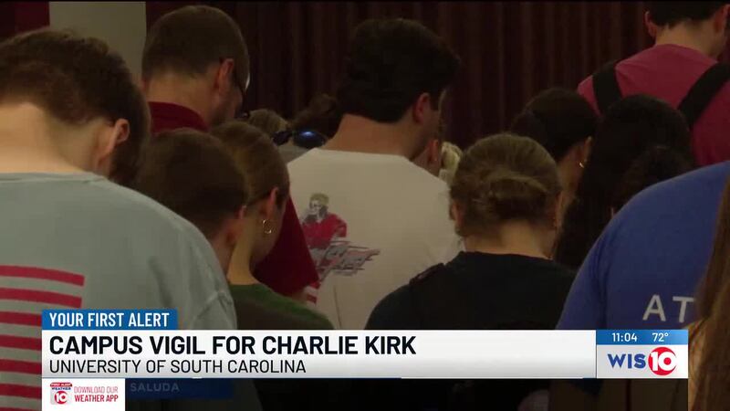 University of South Carolina's Turning Point USA chapter held a vigil Monday night to honor...