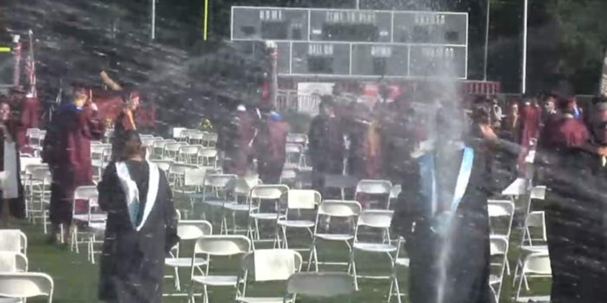 Short Graduation Disasters Caught on Camera: Sprinklers interrupt high school graduation ceremony