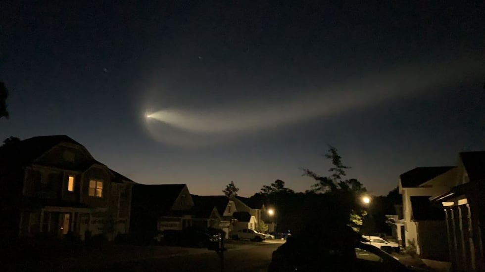 Tony Thomas, Jr. captured this image of the SpaceX rocket seen from Foxbank Plantation in...