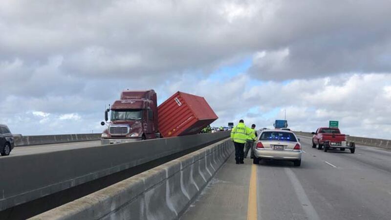 Police are responding to an overturned tractor trailer on the Wando Bridge. (Source: Mt....