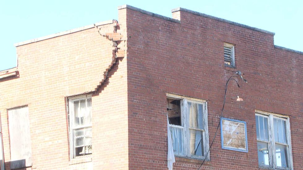 The building at 1001 King St., clearly showing structural damage that led to a partial...