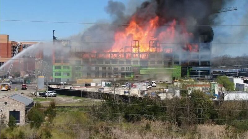Emergency crews responded to a massive fire at the Eastern Wharf Project site in Savannah.