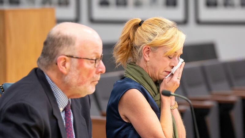 Amber Bay, Former OceanGate Director of Administration breaks down into tears while giving a...