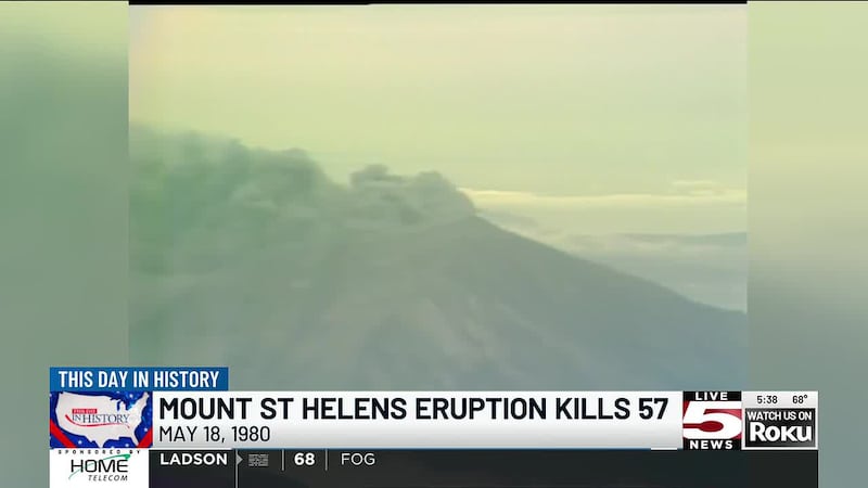 Mount Saint Helens erupted in southwest Washington on May 18, 1980, killing 57 people.