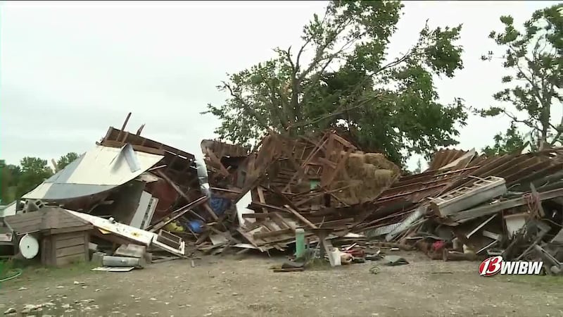 A tornado tore through a Holton-area barnyard Monday night, leaving a longtime resident’s...