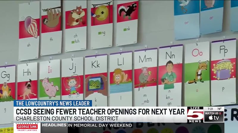The Charleston County School District is reporting about 70 open classroom positions heading...