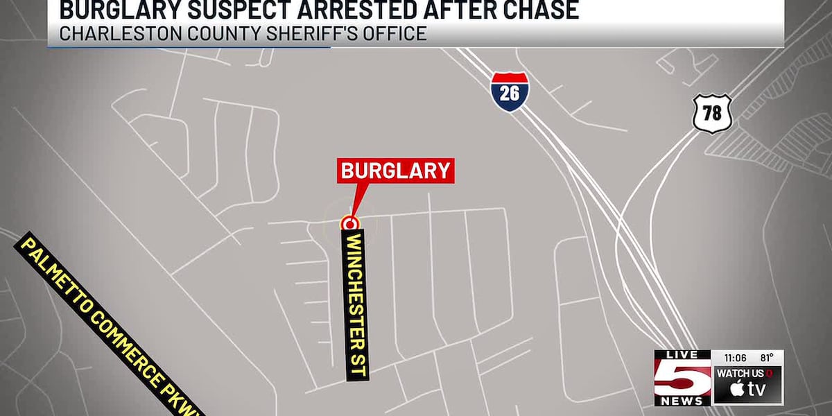 Charleston County Deputies Arrest Suspect After High-Speed Vehicle Pursuit and Burglary