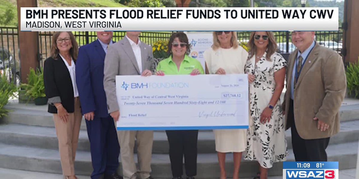 Boone Memorial Hospital presents flood relief funds to United Way of Central W.Va.